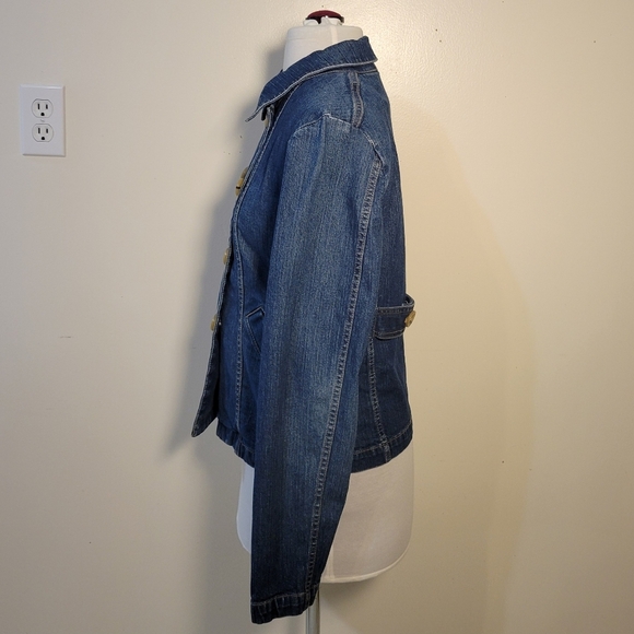 Gap (Women's 2) Stretch Denim Button down Peacoat Jacket Tailored Fit - Picture 9 of 13